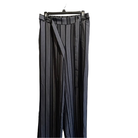 Cynthia Rowley black gray pinstripes pants sz 6 stretch front tie - Picture 3 of 4